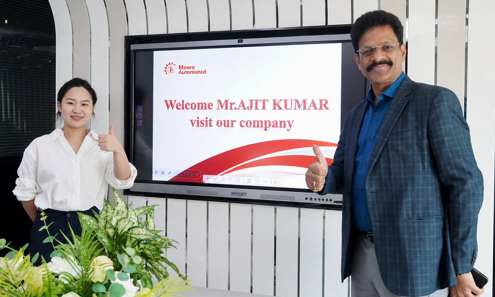 Indian business partner Ajit Kumar visiting Moore Automated