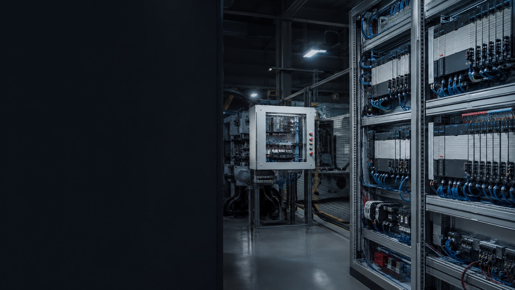 Industrial control cabinets illustrating large and compact PLC platform planning