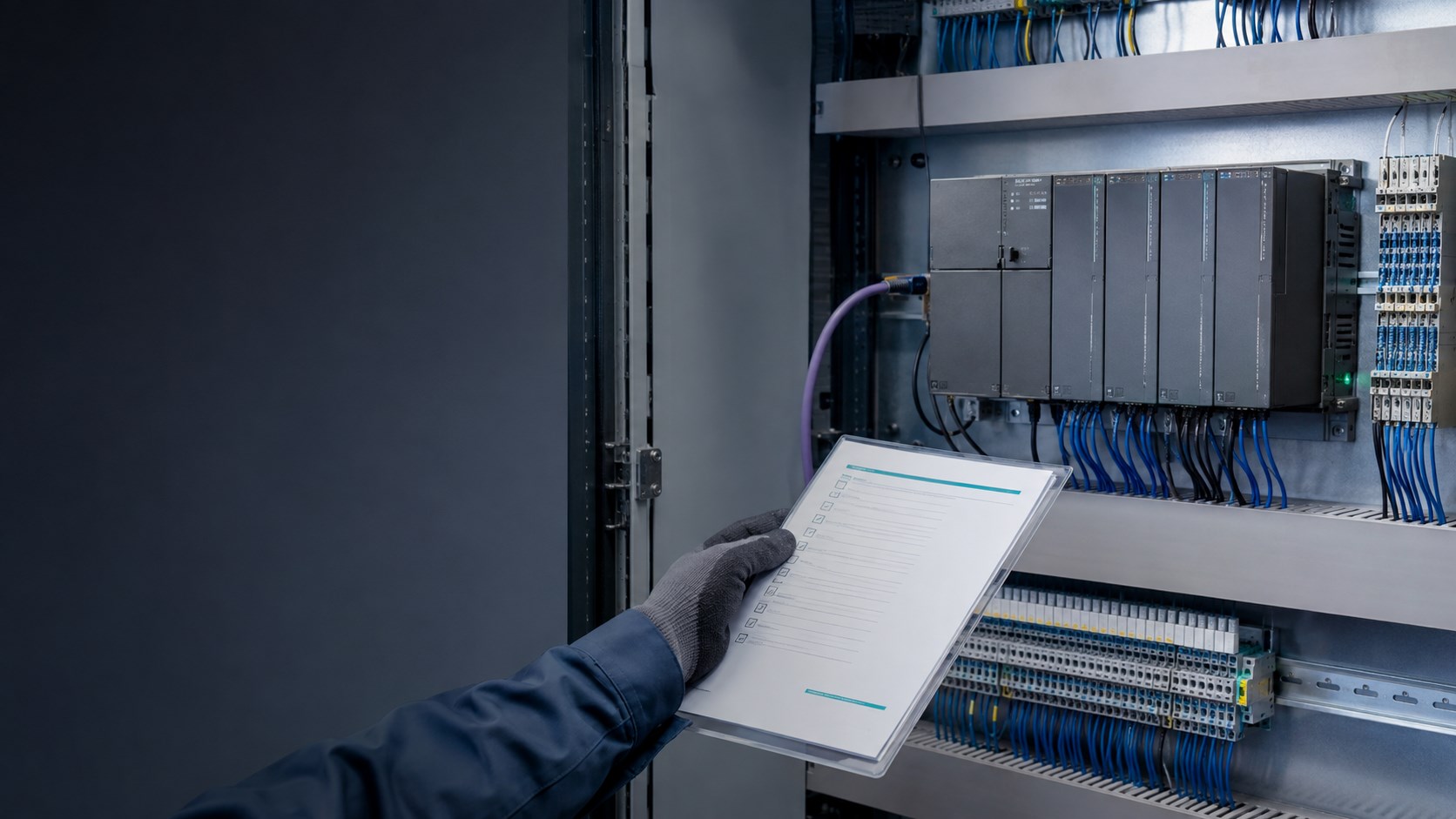 Industrial PLC cabinet and identification checklist for Siemens S7-300 spare planning
