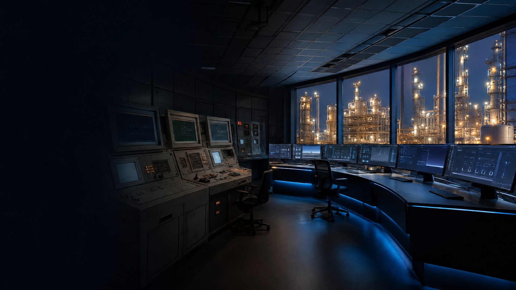 Legacy process control console transitioning to a modern control room for CENTUM migration planning